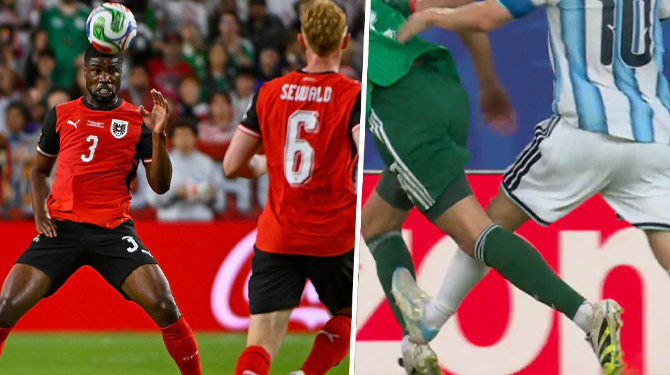 Oostenrijkse verdedigers ruzieën wie tijdens de wedstrijd Messi’s noppen in z’n been mag hebben